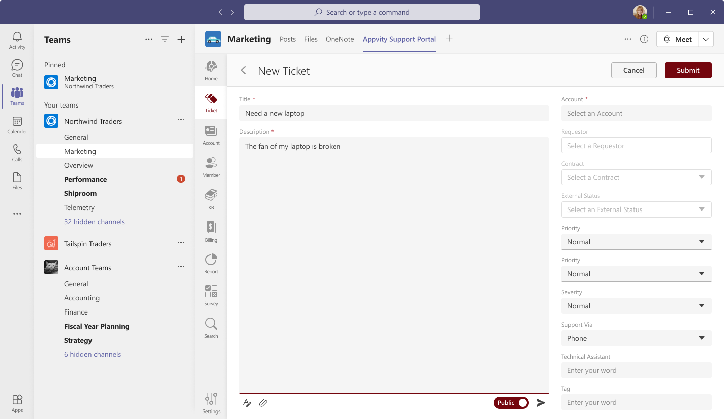 Create new ticket in eHelpdesk