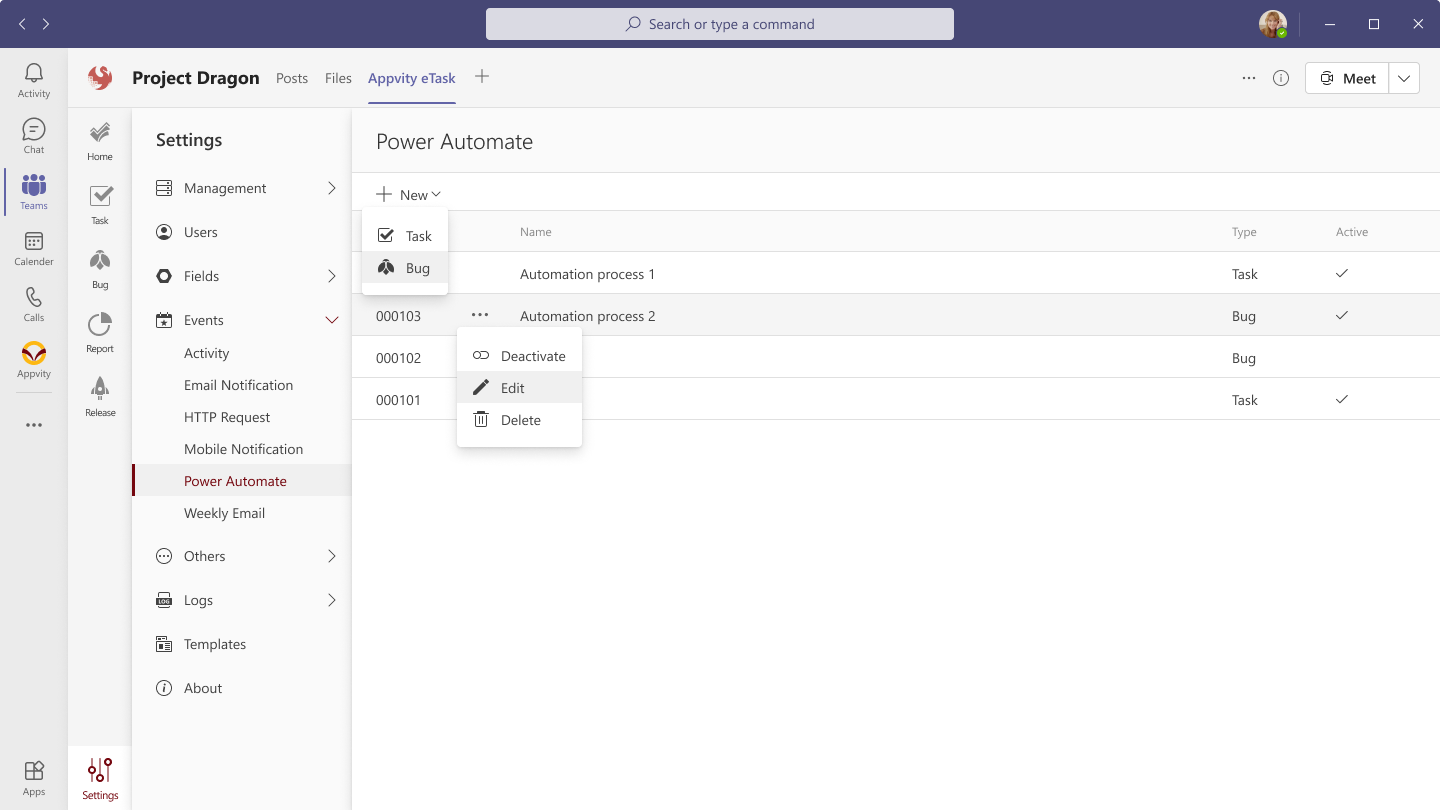 eTask Microsoft Power Automate