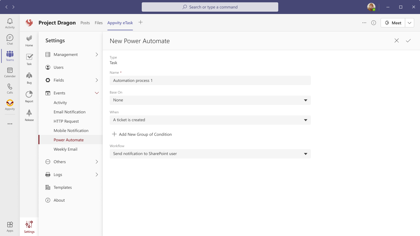eTask Microsoft Power Automate