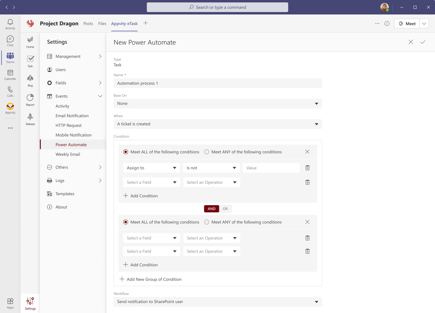 eTask Microsoft Power Automate