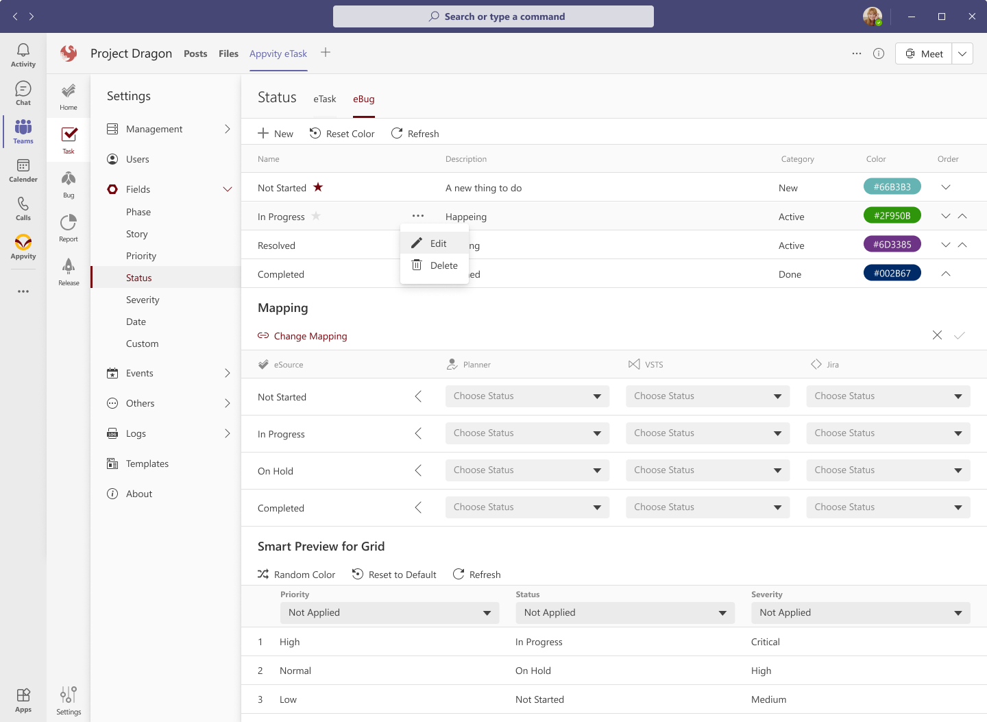 eTask Status