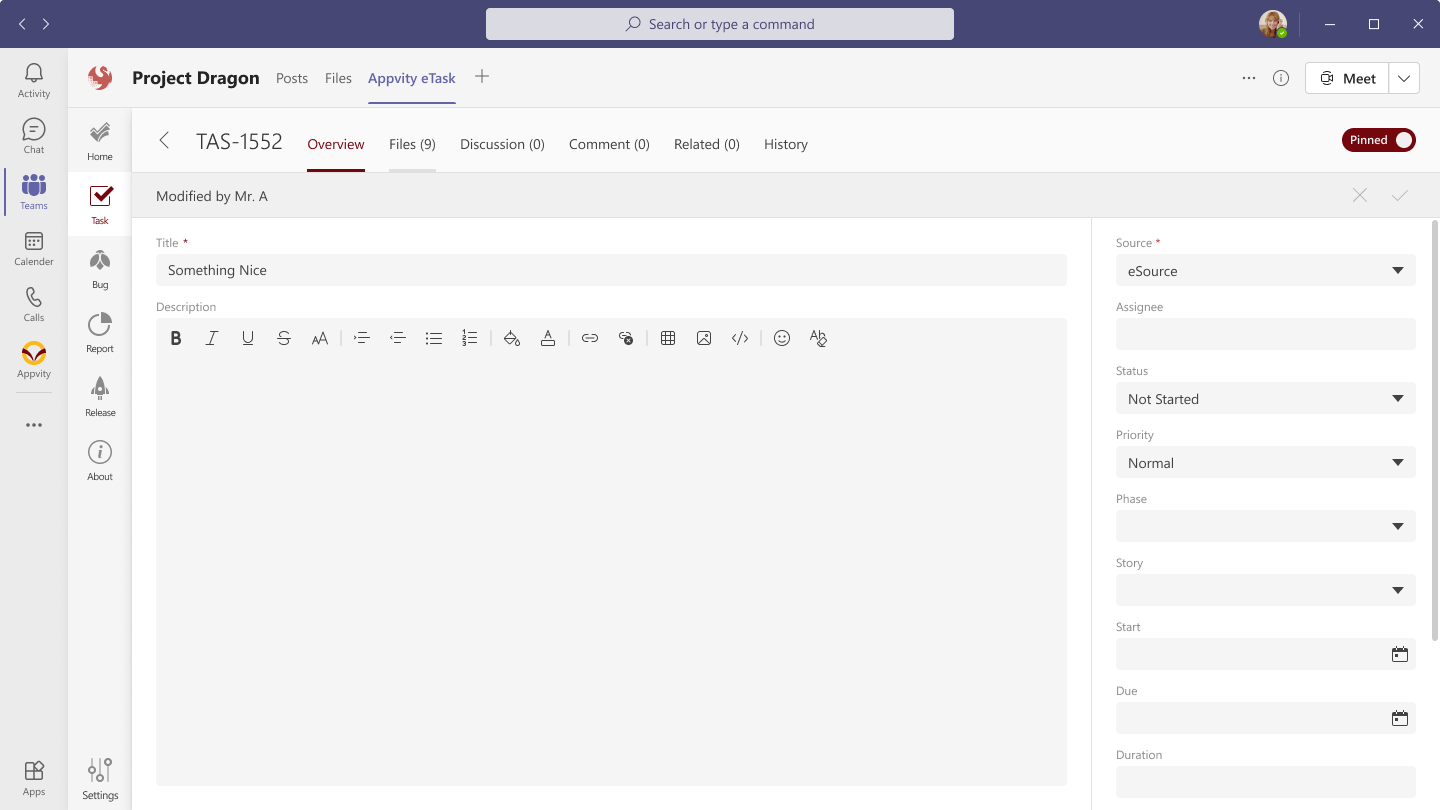 eTask Task List View